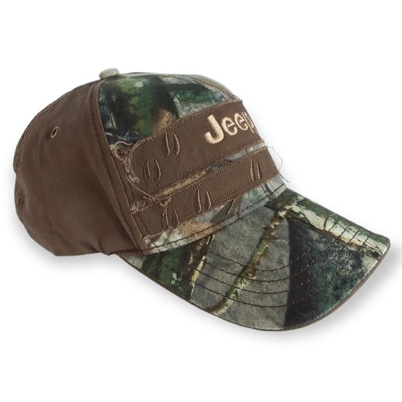 Jeep Cap Hat Mossy Oak Camo Brown Flannel Embroidered Hunting One Size NWOT - Picture 3 of 11